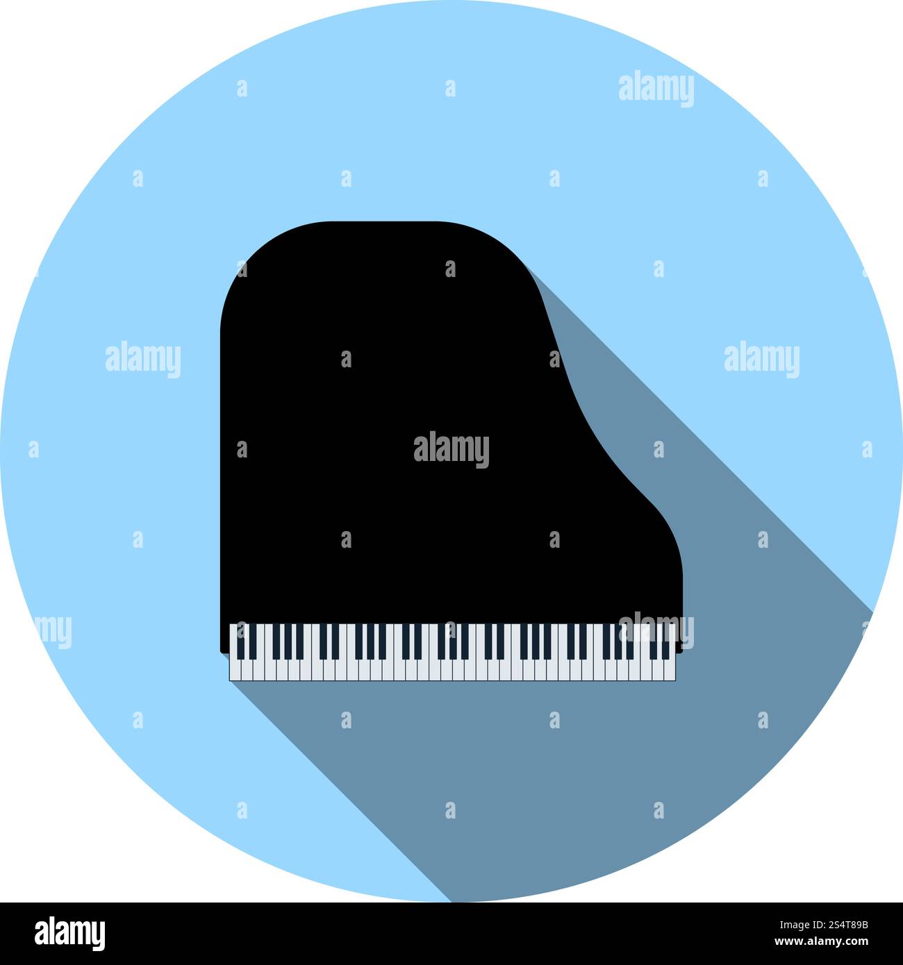 Grand Piano Icon. Flat Circle Stencil Design With Long Shadow. Vector ...