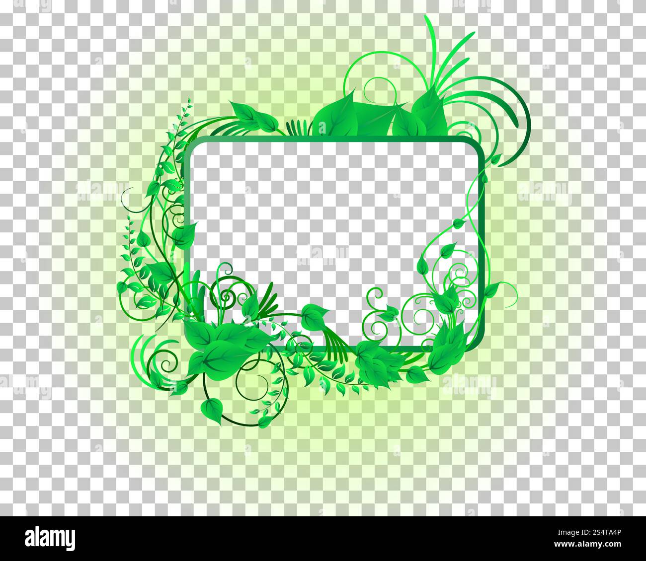 Green floral with transparency grid on back. Vector Illustration Stock ...