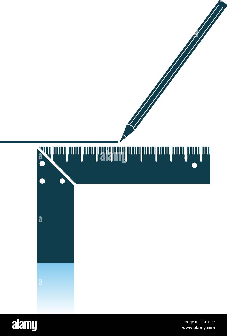 Pencil Line With Scale Icon. Shadow Reflection Design. Vector ...