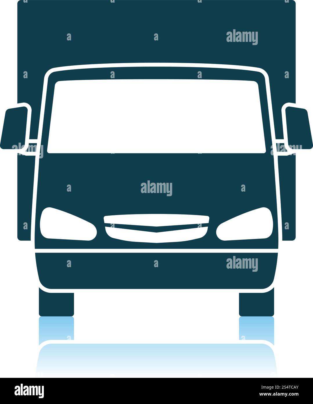 Van Truck Icon Front View. Shadow Reflection Design. Vector ...