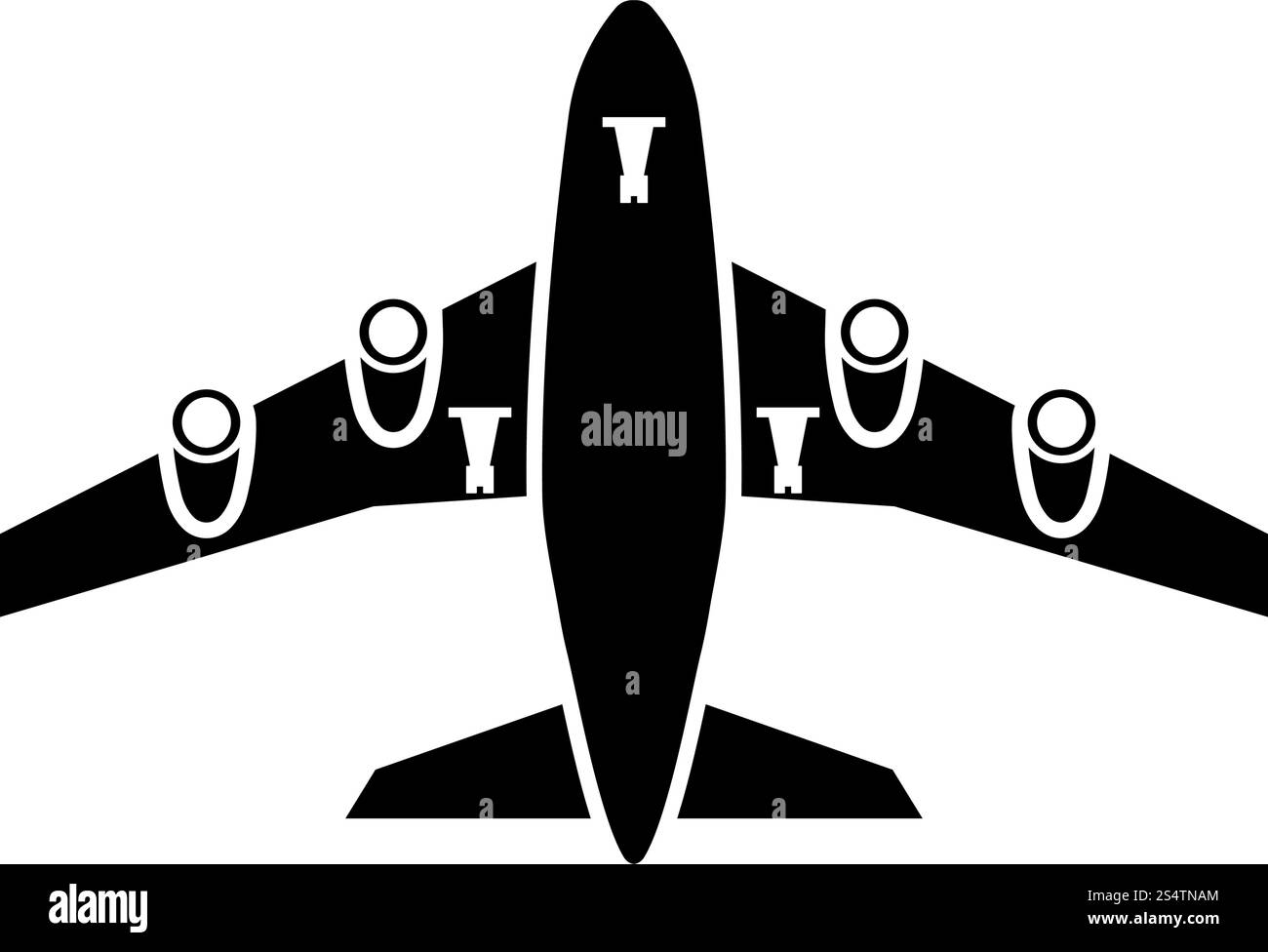 Airplane Takeoff Icon Front View. Black on White. Vector Illustration ...