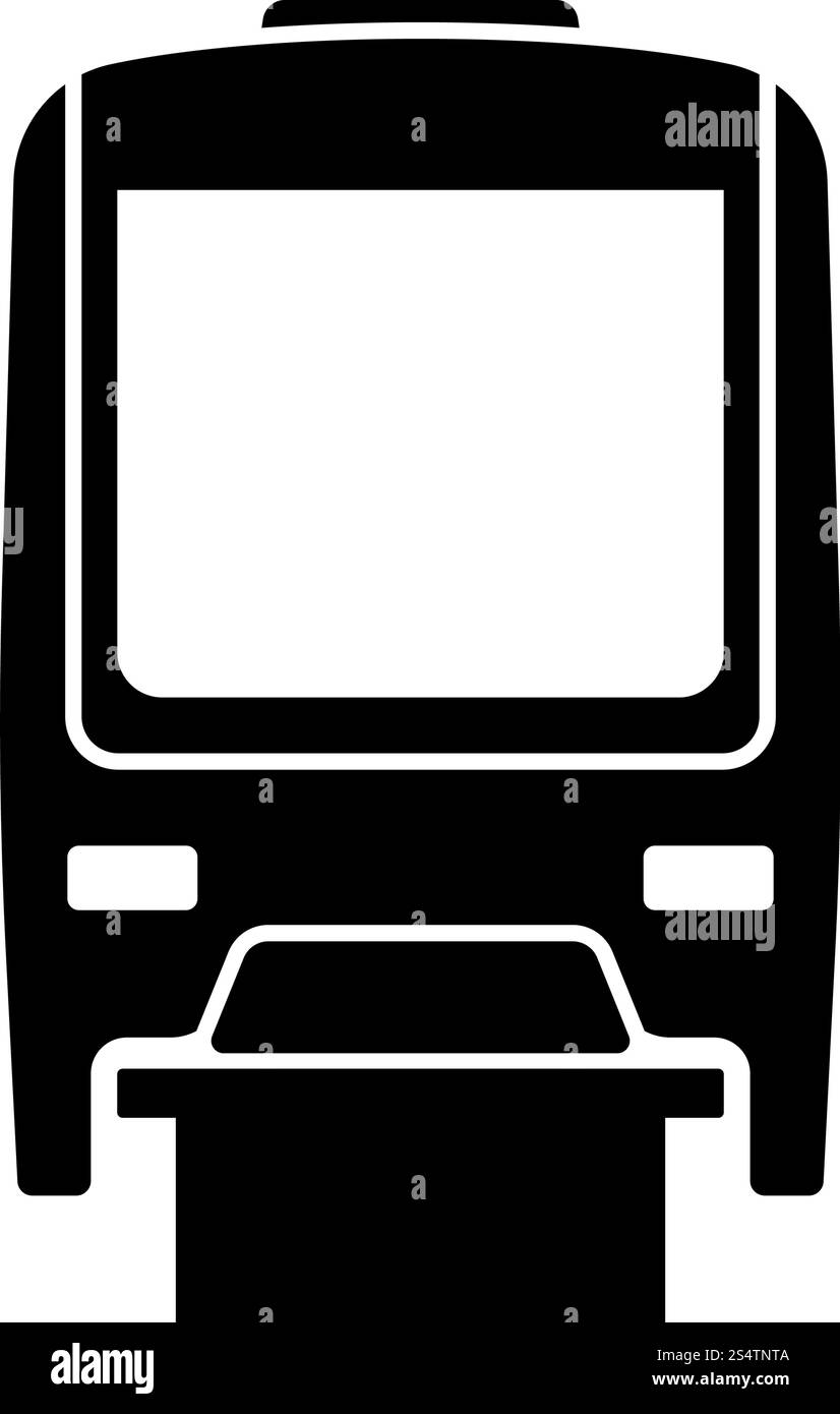 Monorail Icon Front View. Black on White. Vector Illustration. Stock Vector