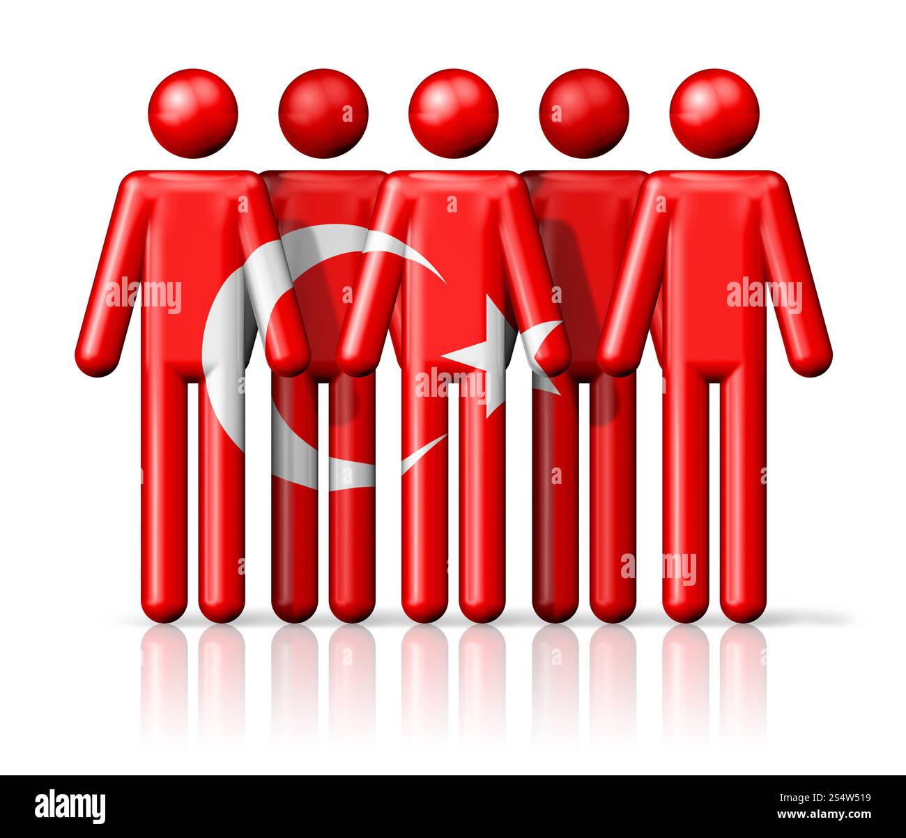 Flag of Turkey on stick figure - national and social community symbol 3D icon. Flag of Turkey on stick figure Stock Photo