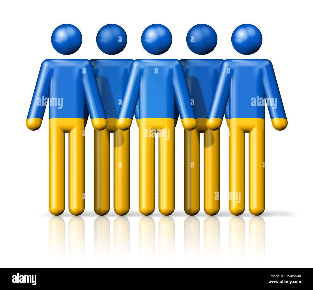 Flag of Ukraine on stick figure - national and social community symbol 3D icon. Flag of Ukraine on stick figure Stock Photo