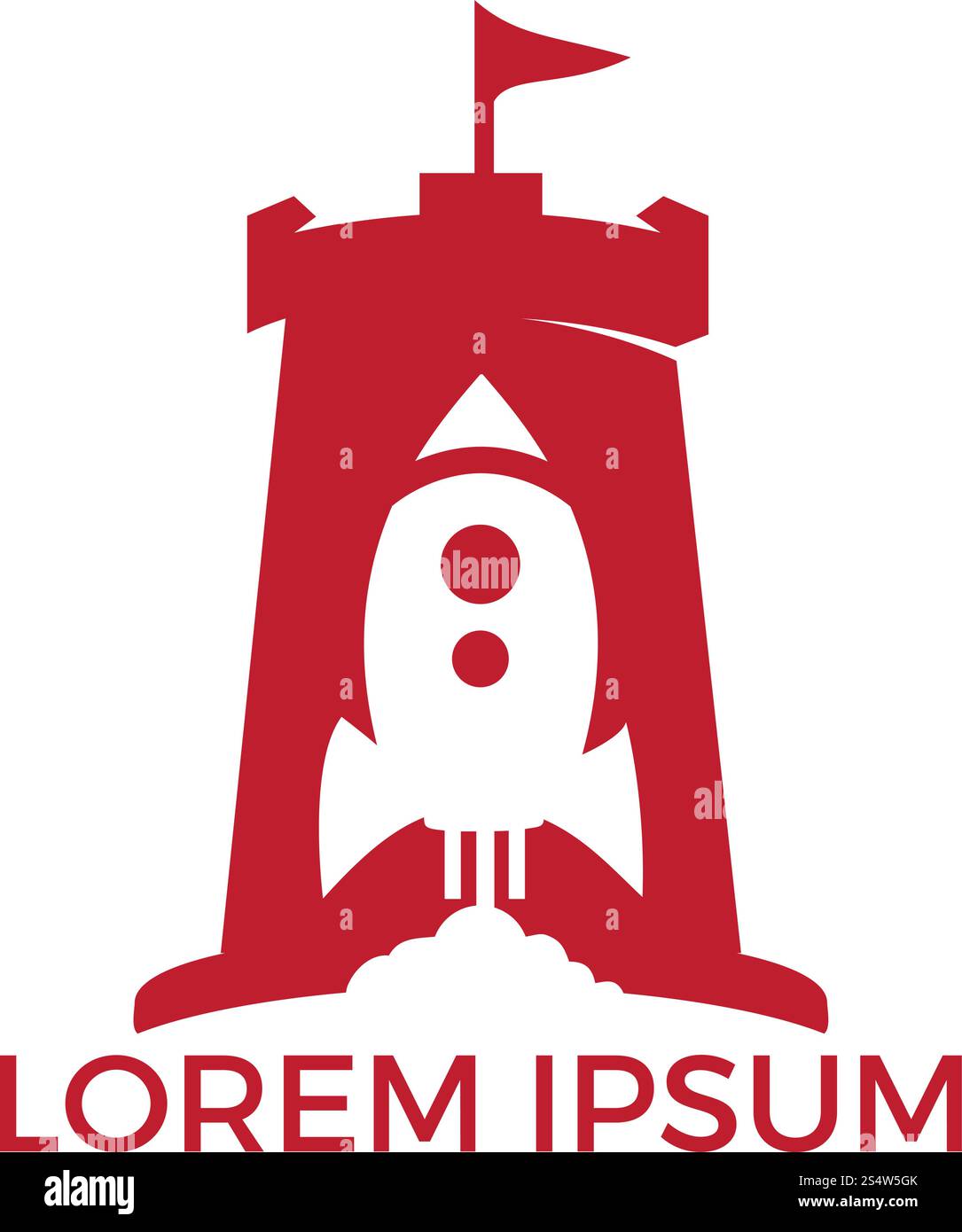 Vector castle and rocket logo combination. Tower and airplane symbol or ...