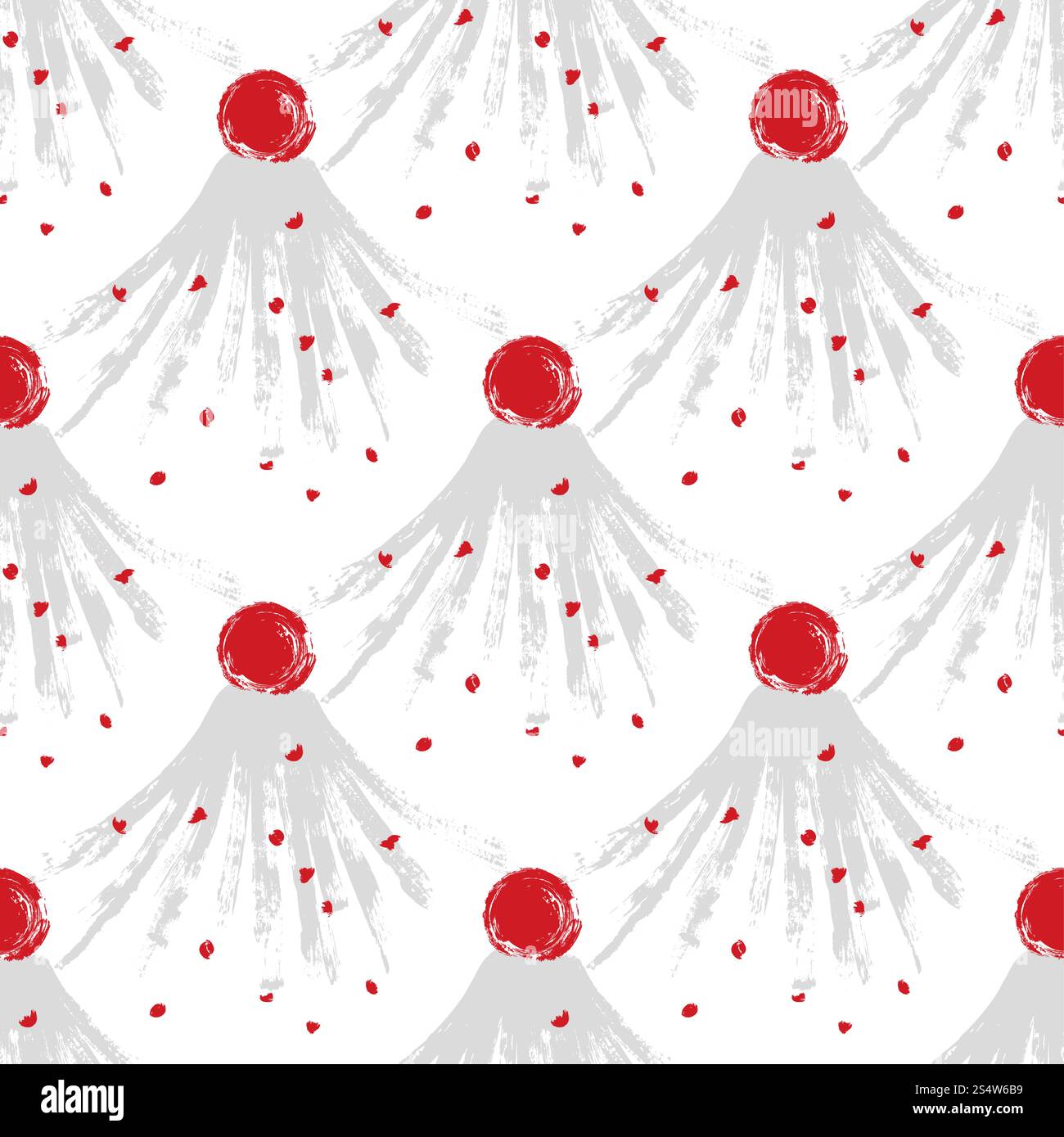 Abstract japanese volkano and sunrise seamless pattern. Asian grunge background design. Vector illustration. Abstract japanese volkano seamless pattern Stock Vector