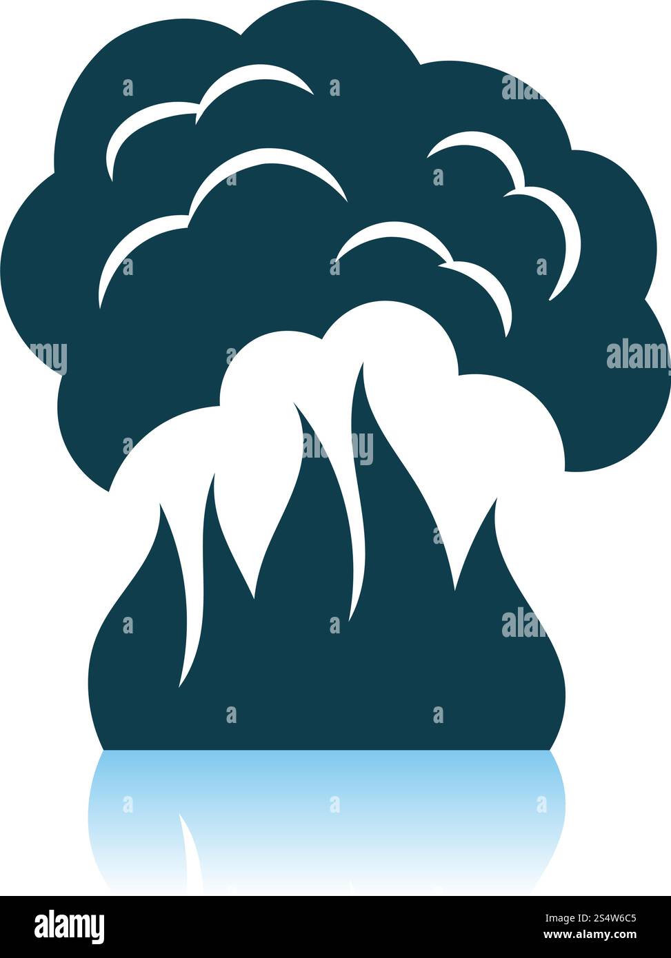 Fire And Smoke Icon. Shadow Reflection Design. Vector Illustration. Stock Vector