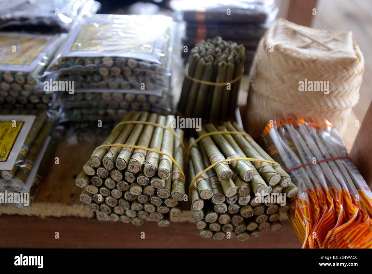a Tabacco and cigar and cheroot Factory near the Village of Phaung Daw Oo at the Inle Lake in the Shan State in the east of Myanmar in Southeastasia. Stock Photo
