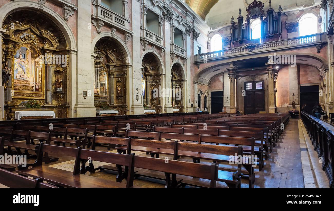 The interior of the Church of Our Lady of Grace in Lisbon features ...