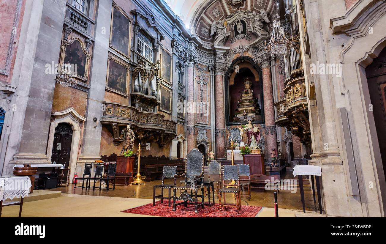 The interior of the Church of Our Lady of Grace in Lisbon features ...