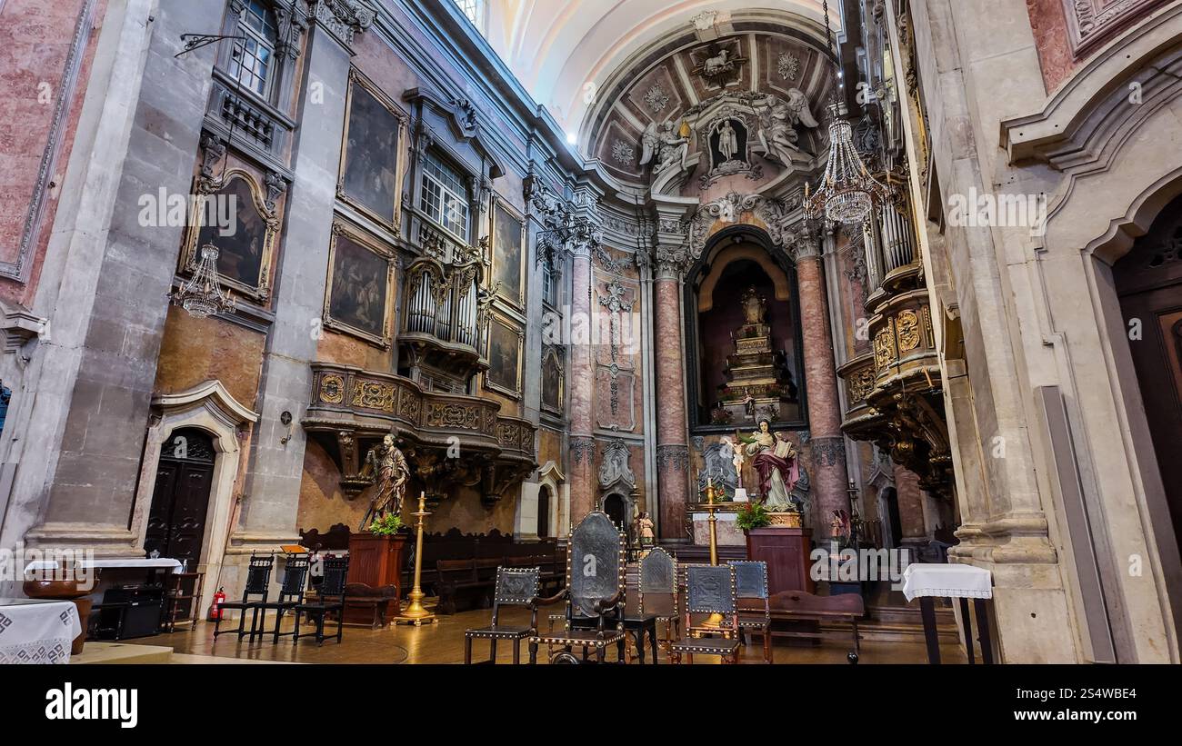 The interior of the Church of Our Lady of Grace in Lisbon features ...
