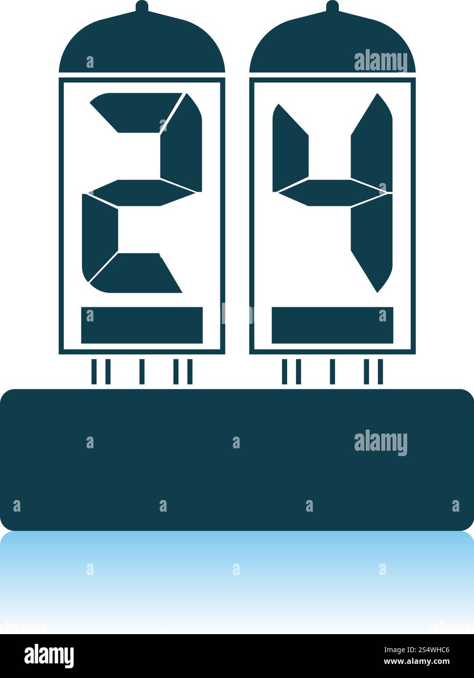 Electric Numeral Lamp Icon. Shadow Reflection Design. Vector Illustration. Stock Vector