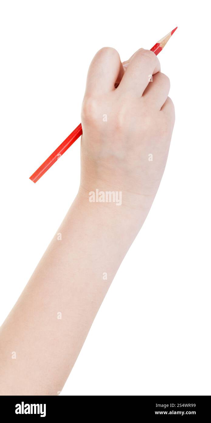 hand draws by wood red pencil isolated on white background Stock Photo ...