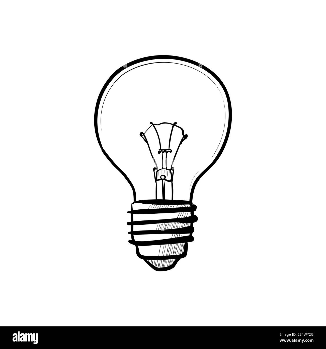 Illustration of doodle style light bulb isolated on white background Stock Photo