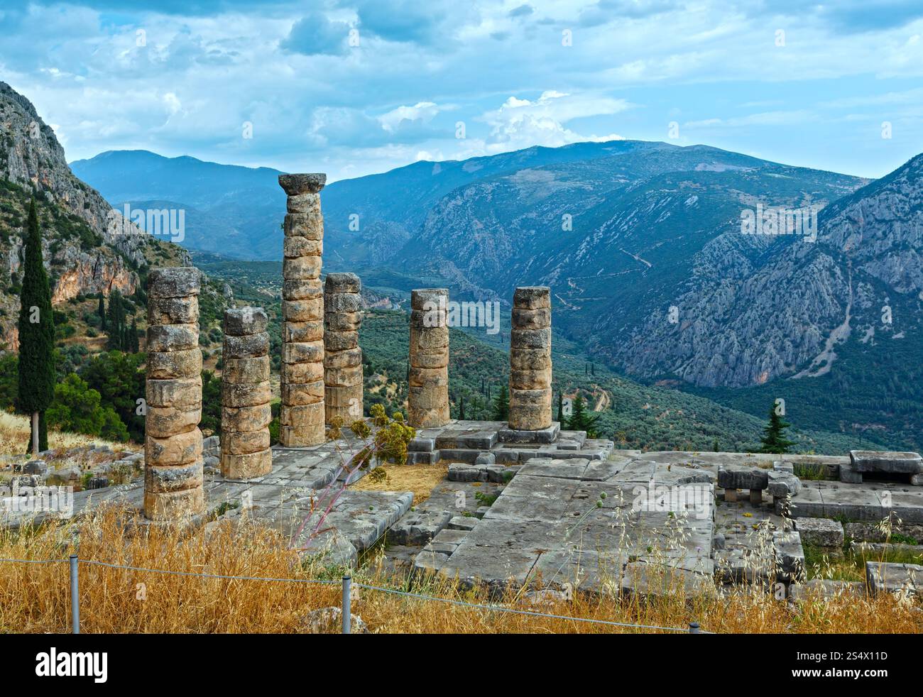 Excavations of the ancient Delphi city along the slope of Mount ...