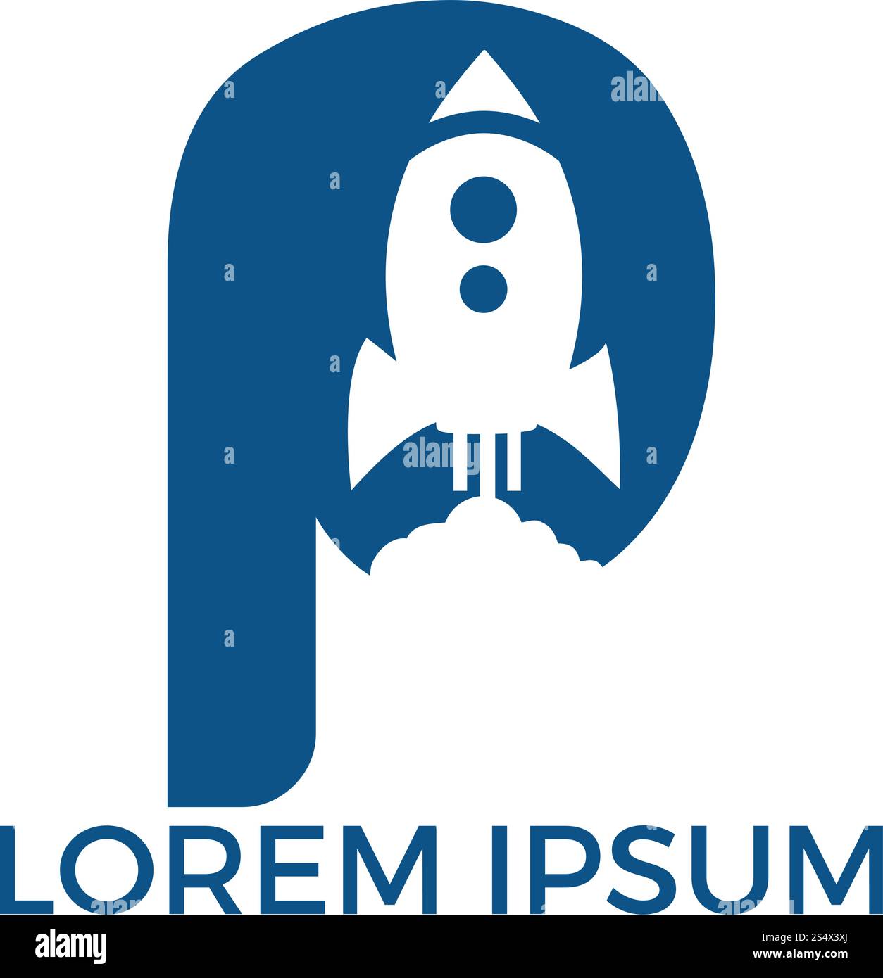Letter P Rocket Logo Design. Letter P Logo With Rocket Launch Inside. Stock Vector