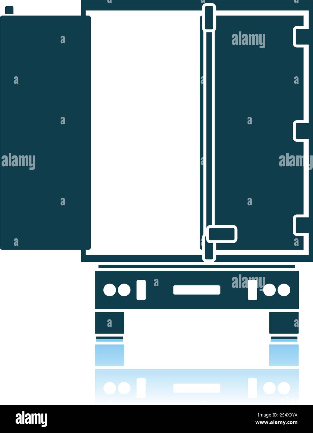 Truck Trailer Rear View Icon. Shadow Reflection Design. Vector ...