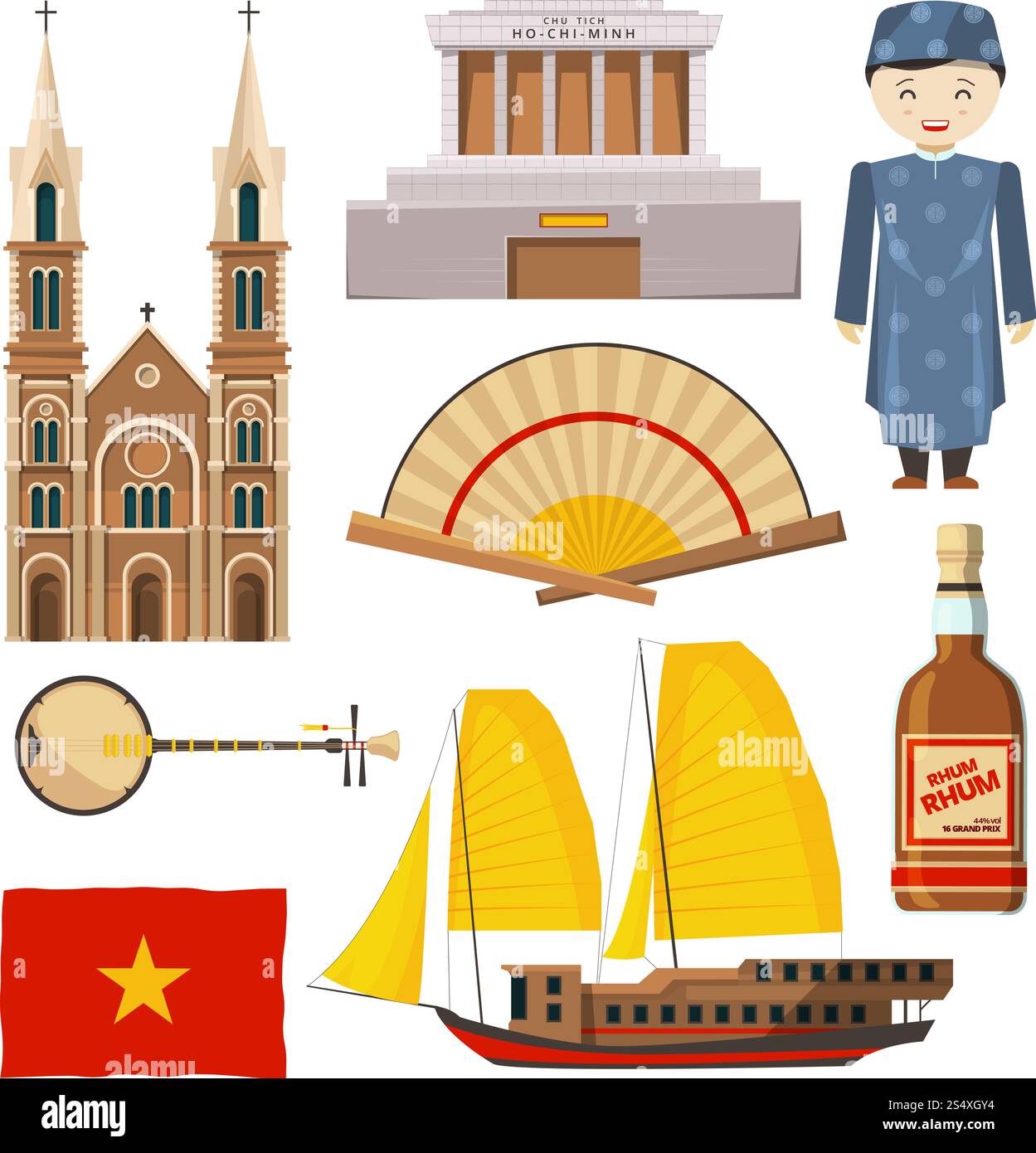 Different pictures of Vietnam symbols isolate on white background ...