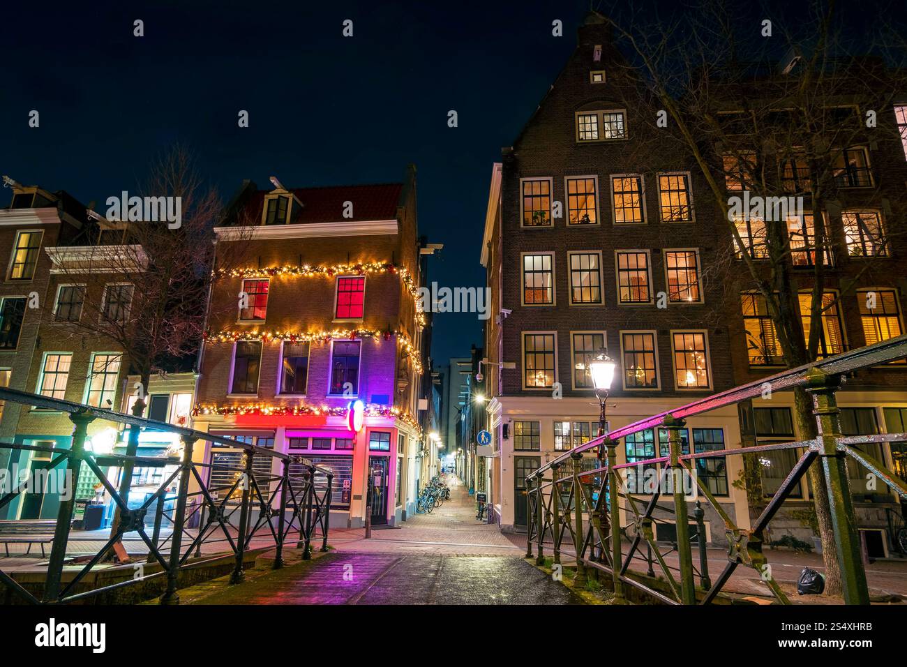 Red Light district in Amsterdam in the Netherlands at night Stock Photo ...