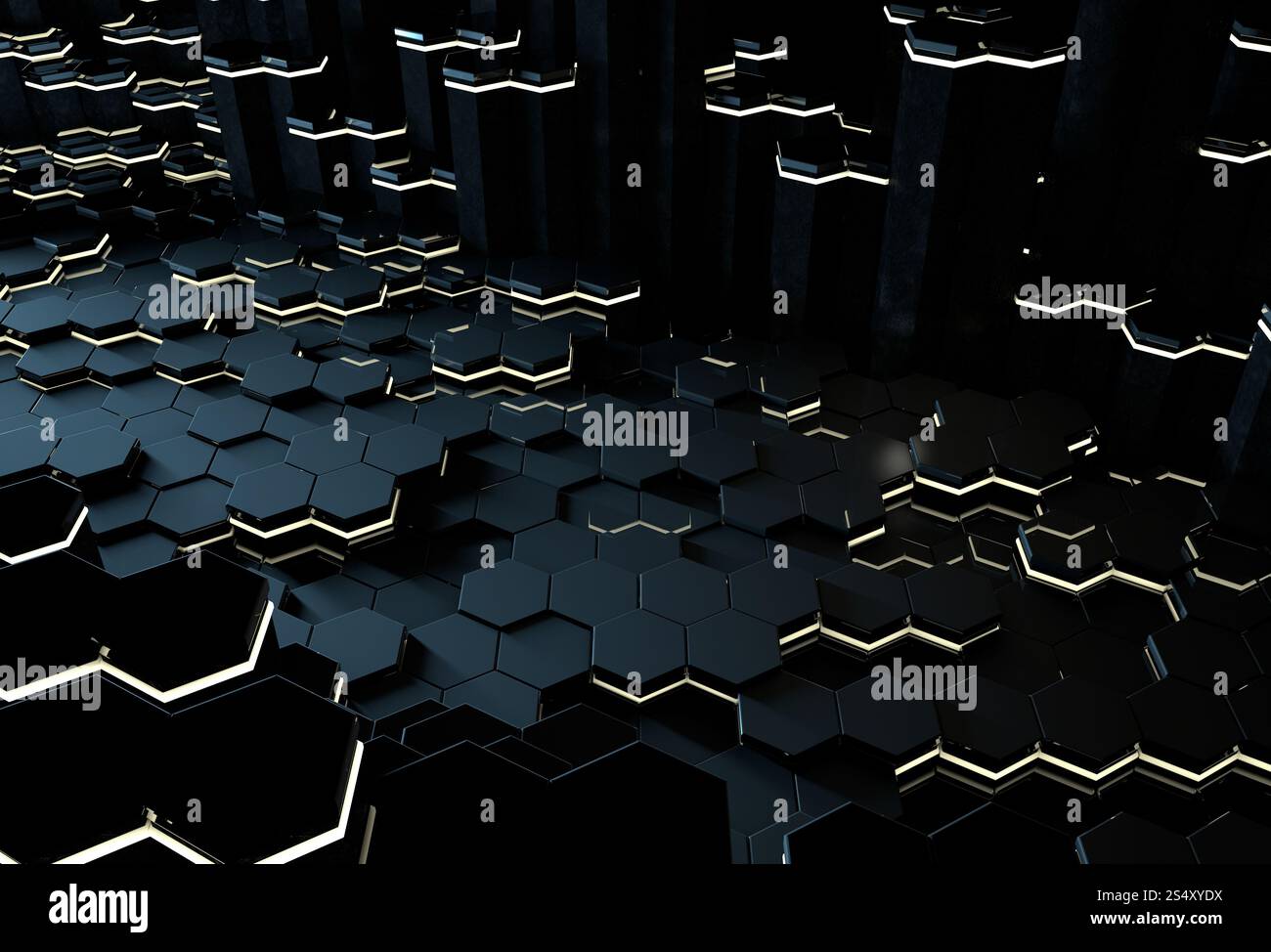 Abstract 3D dark blue hexagonal background Stock Photo