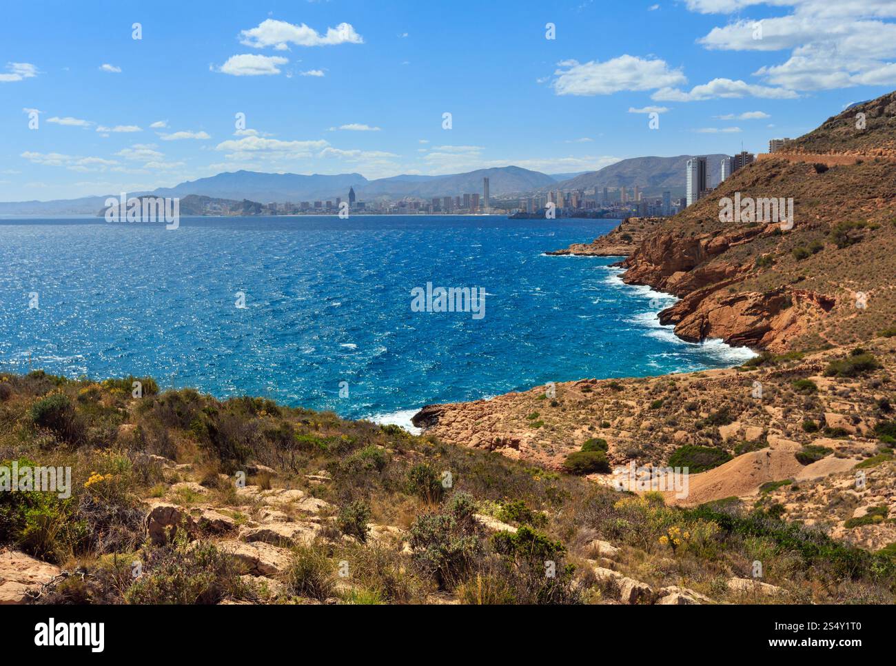Benidorm city coast summer view (Costa Blanca, Alicante, Spain). Stock Photo