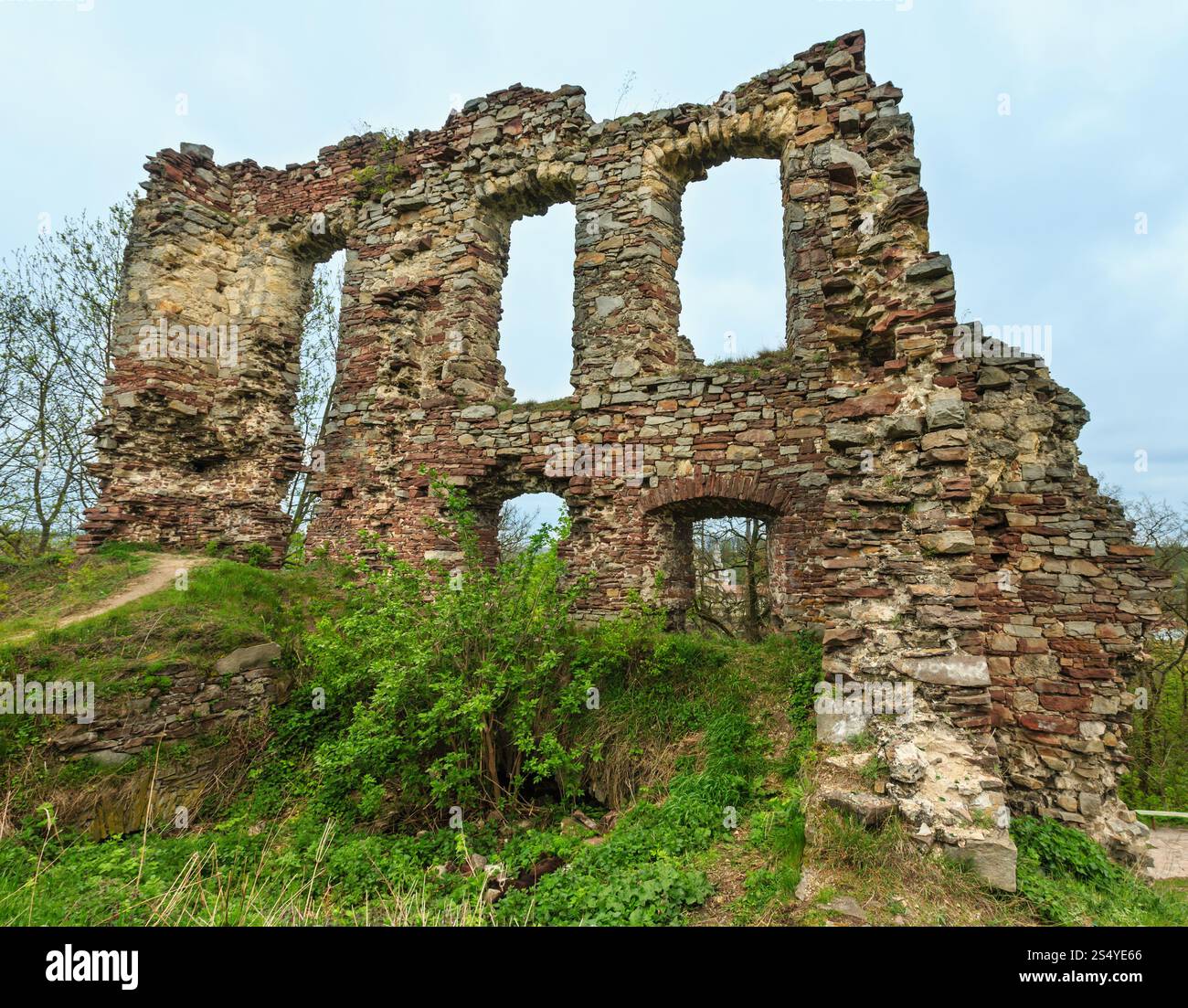Buchach castle ruins, Ternopil oblast, Ukraine. Dating to 14th century. Stock Photo