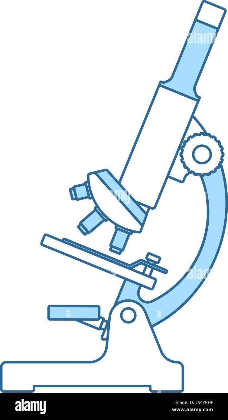 Icon Of Chemistry Microscope. Thin Line With Blue Fill Design. Vector ...