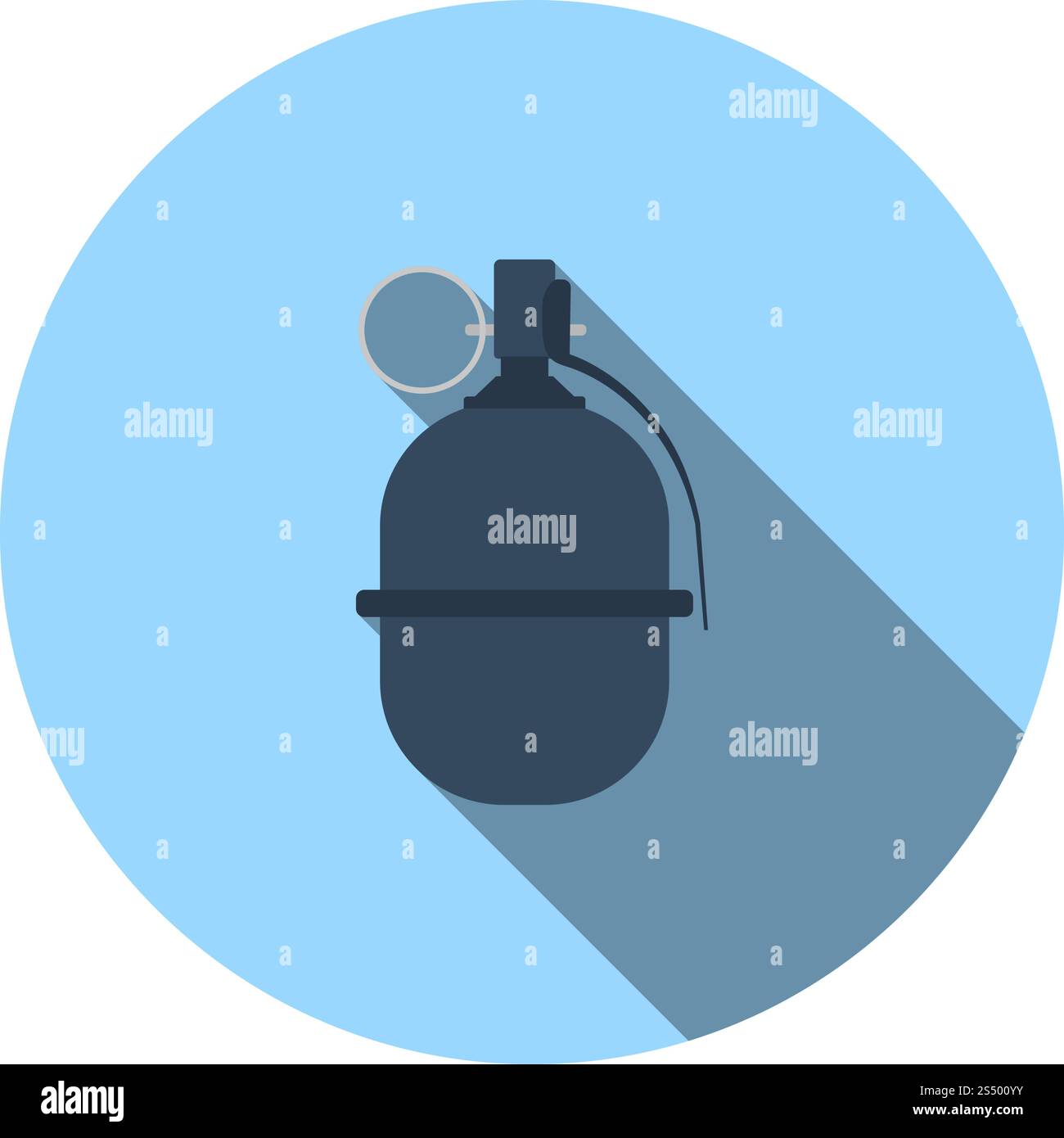 Attack Grenade Icon. Flat Circle Stencil Design With Long Shadow. Vector Illustration. Stock Vector