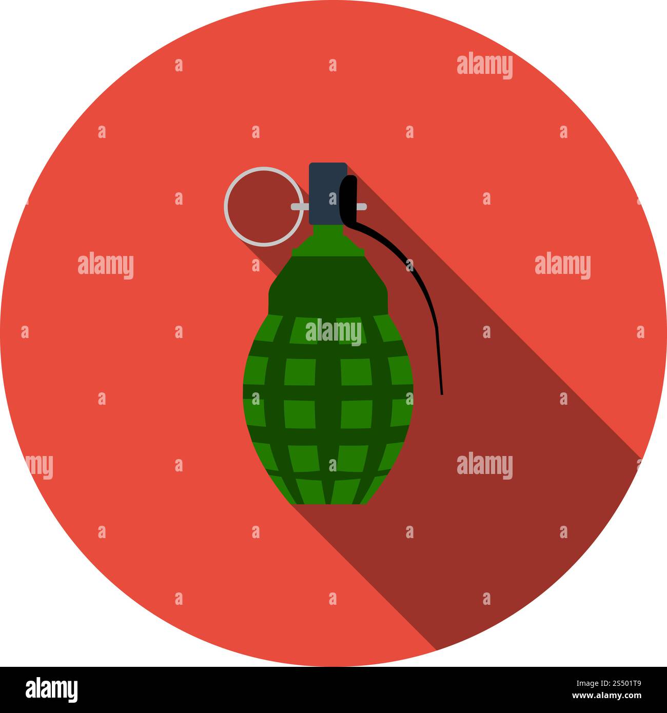 Defensive Grenade Icon. Flat Circle Stencil Design With Long Shadow. Vector Illustration. Stock Vector