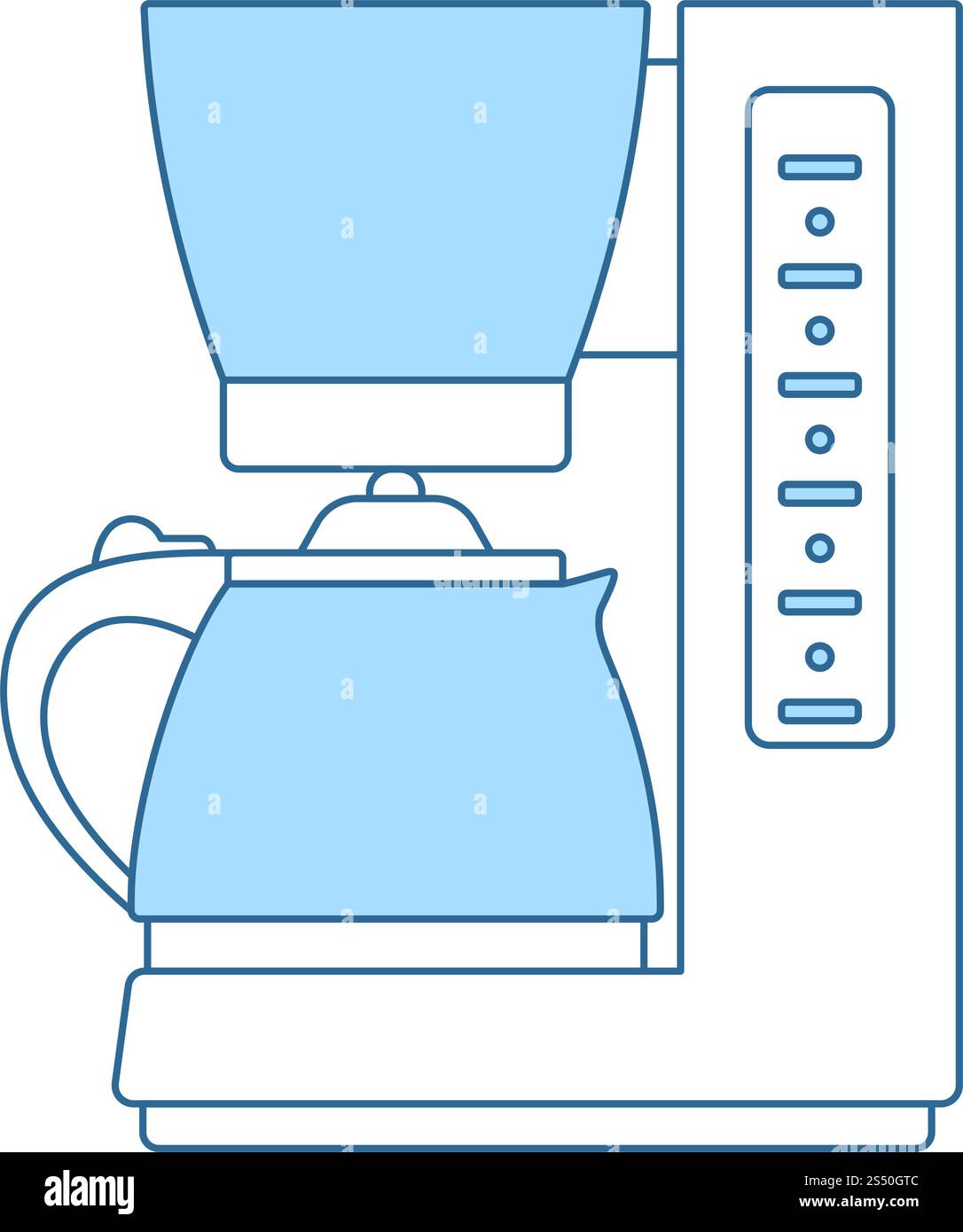Kitchen Coffee Machine Icon. Thin Line With Blue Fill Design. Vector Illustration. Stock Vector