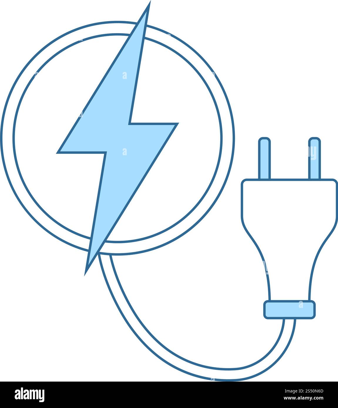 Electric Plug Icon. Thin Line With Blue Fill Design. Vector ...