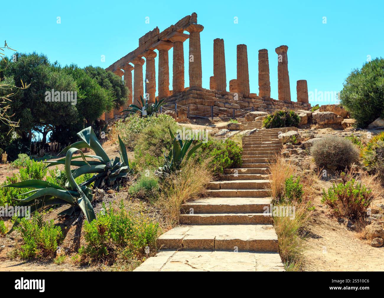 Temple of Juno in famous ancient Greece Valley of Temples, Agrigento, Sicily, Italy. UNESCO World Heritage Site. Stock Photo
