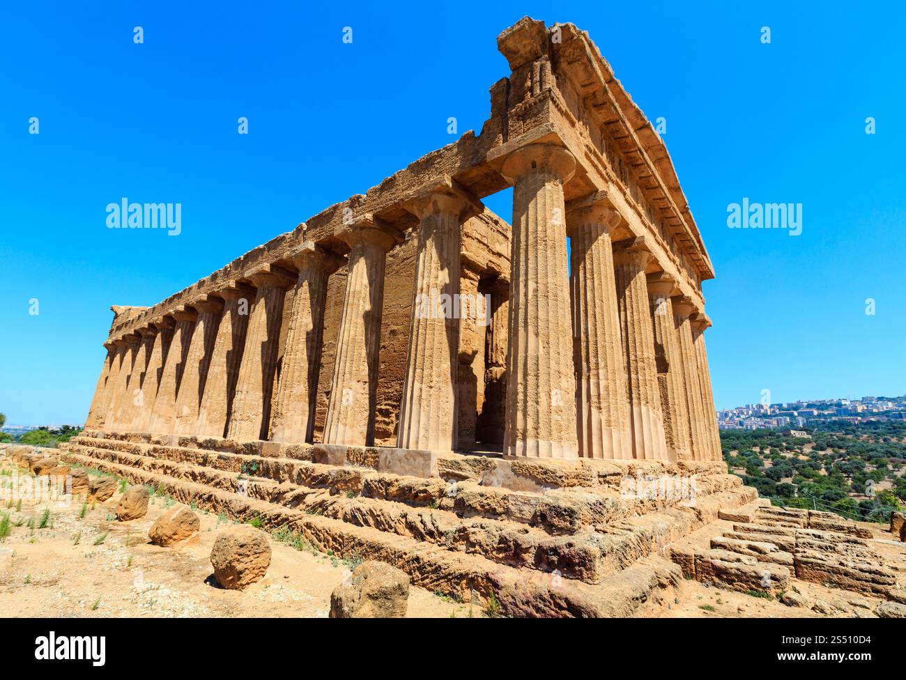 Temple of Concordia in famous ancient Greece Valley of Temples, Agrigento, Sicily, Italy. UNESCO World Heritage Site. Stock Photo