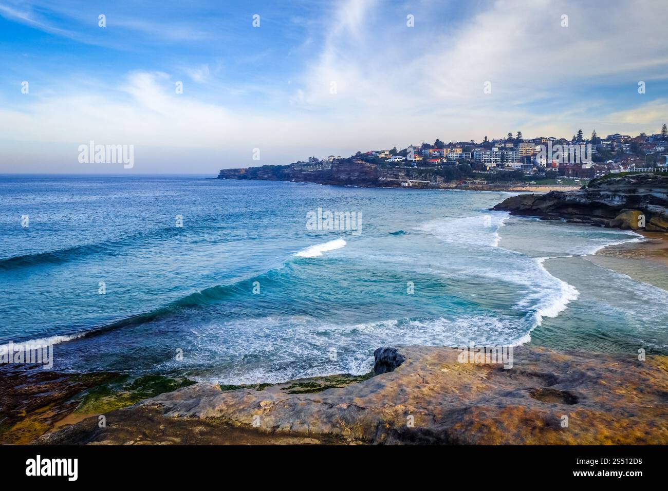Bronte and Tamarama Beaches panorama, Sidney, Australia. Bronte and Tamarama Beaches, Sidney, Australia Stock Photo
