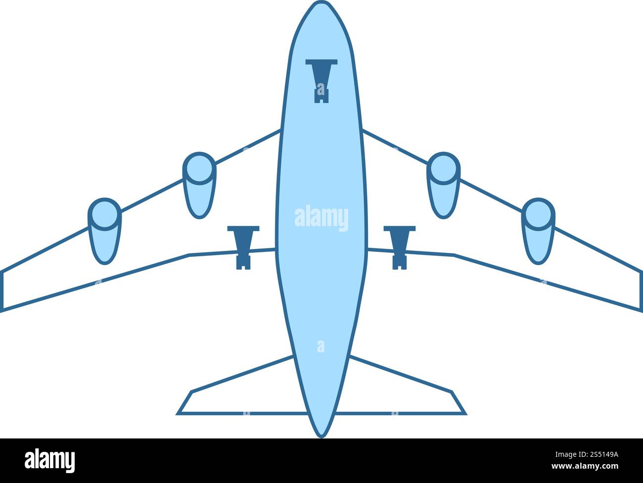 Airplane Takeoff Icon. Thin Line With Blue Fill Design. Vector ...