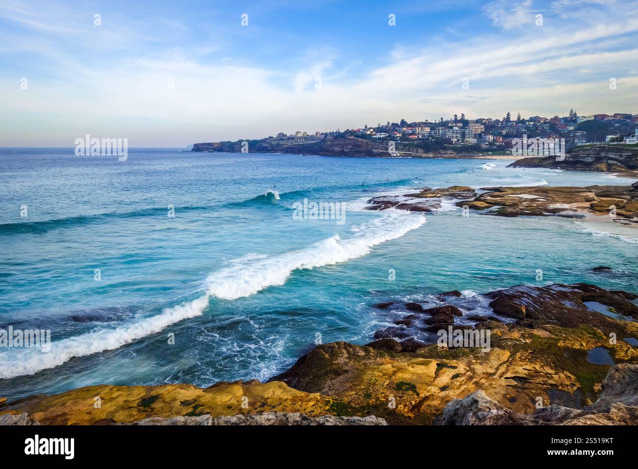 Bronte and Tamarama Beaches panorama, Sidney, Australia. Bronte and Tamarama Beaches, Sidney, Australia Stock Photo