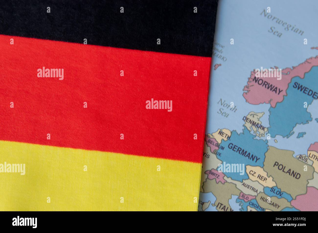 National flag of Germany on the world map background Stock Photo - Alamy