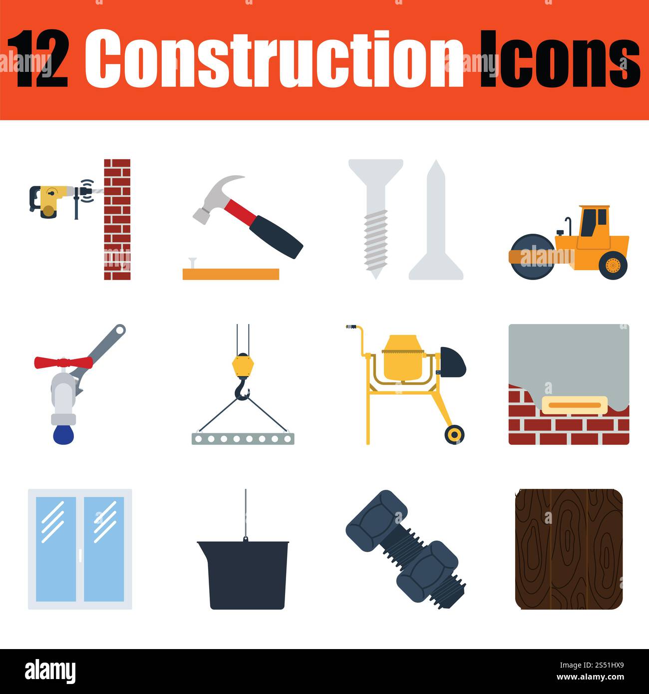 Construction icon set. Color design. Vector illustration Stock Photo ...