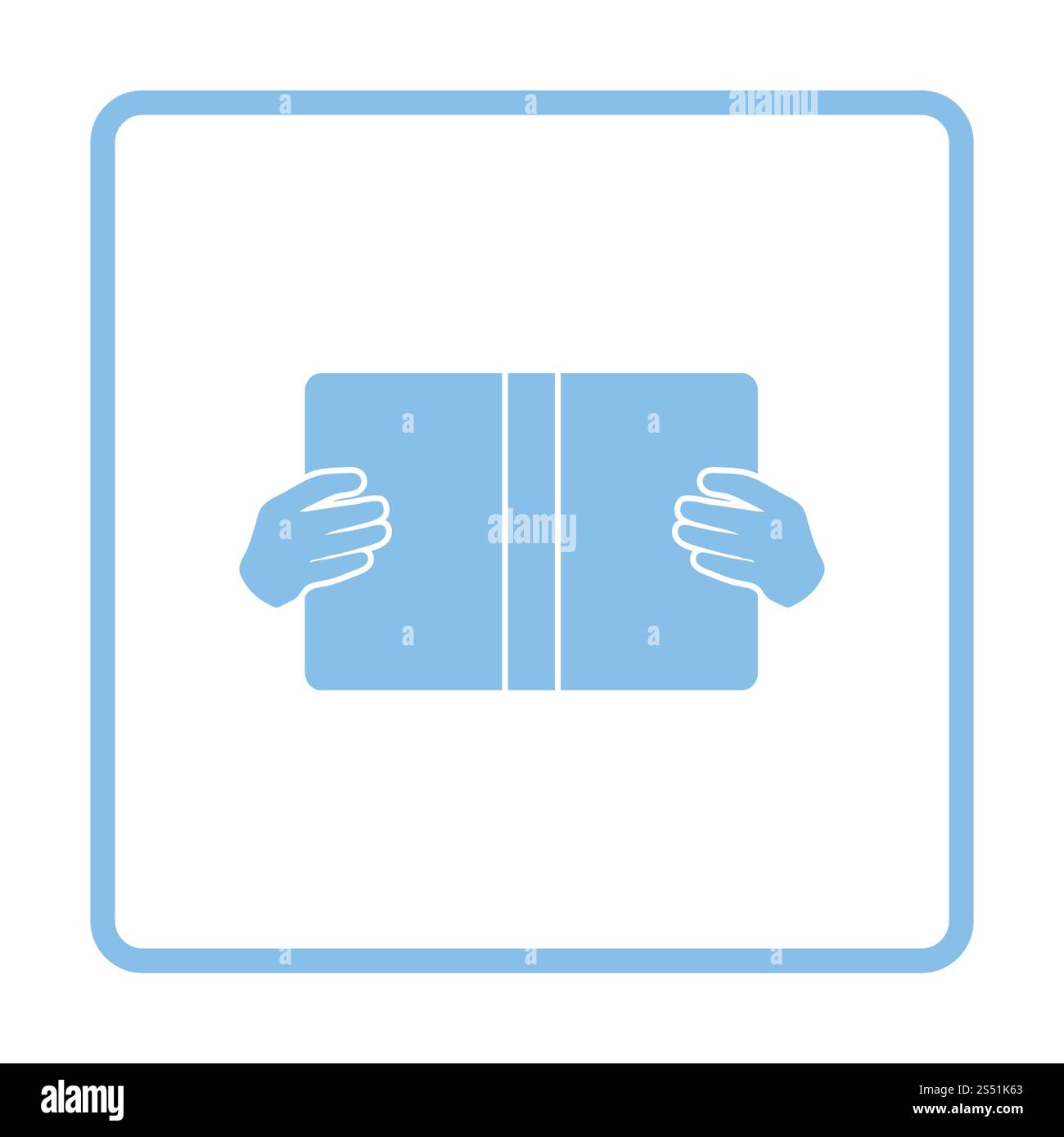 Boy reading book icon. Blue frame design. Vector illustration Stock ...