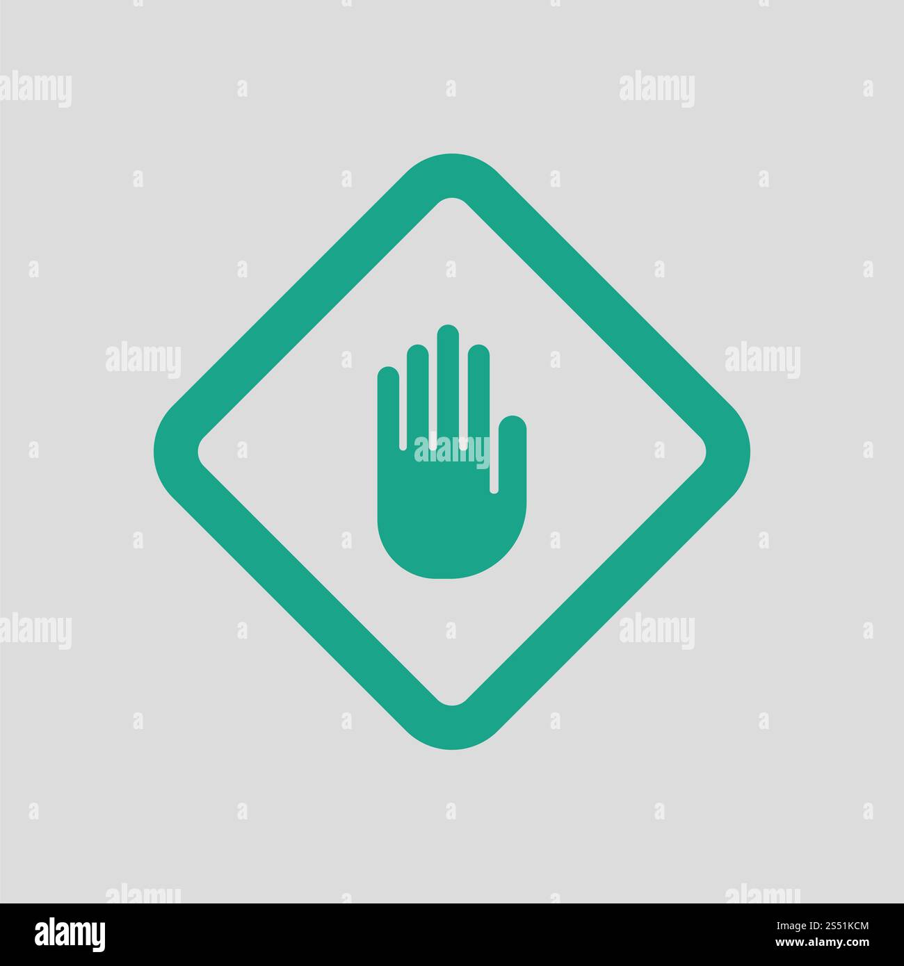 Icon of Warning hand. Gray background with green. Vector illustration ...