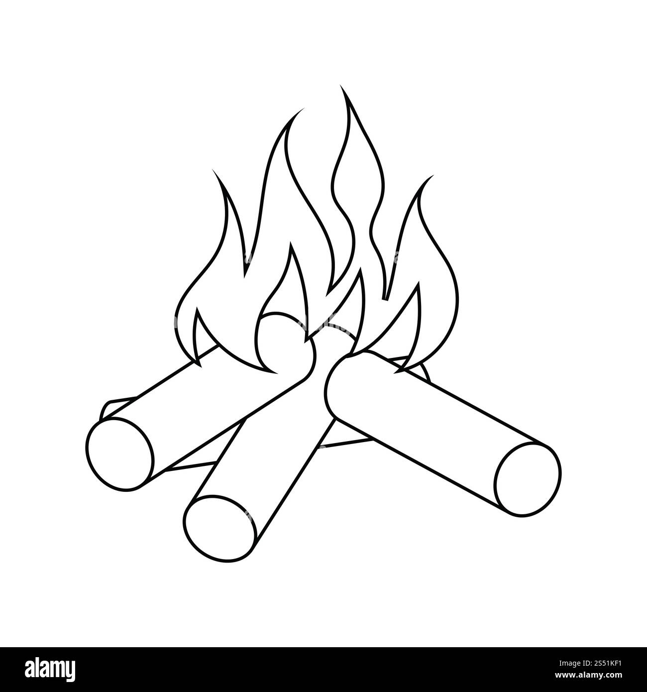 Icon of camping fire . Thin line design. Vector illustration Stock ...