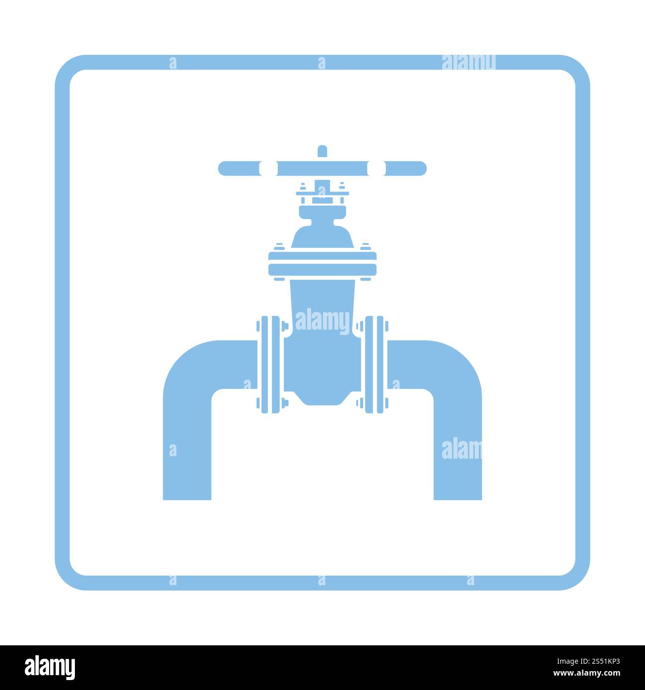 Icon of Pipe with valve. Blue frame design. Vector illustration Stock ...