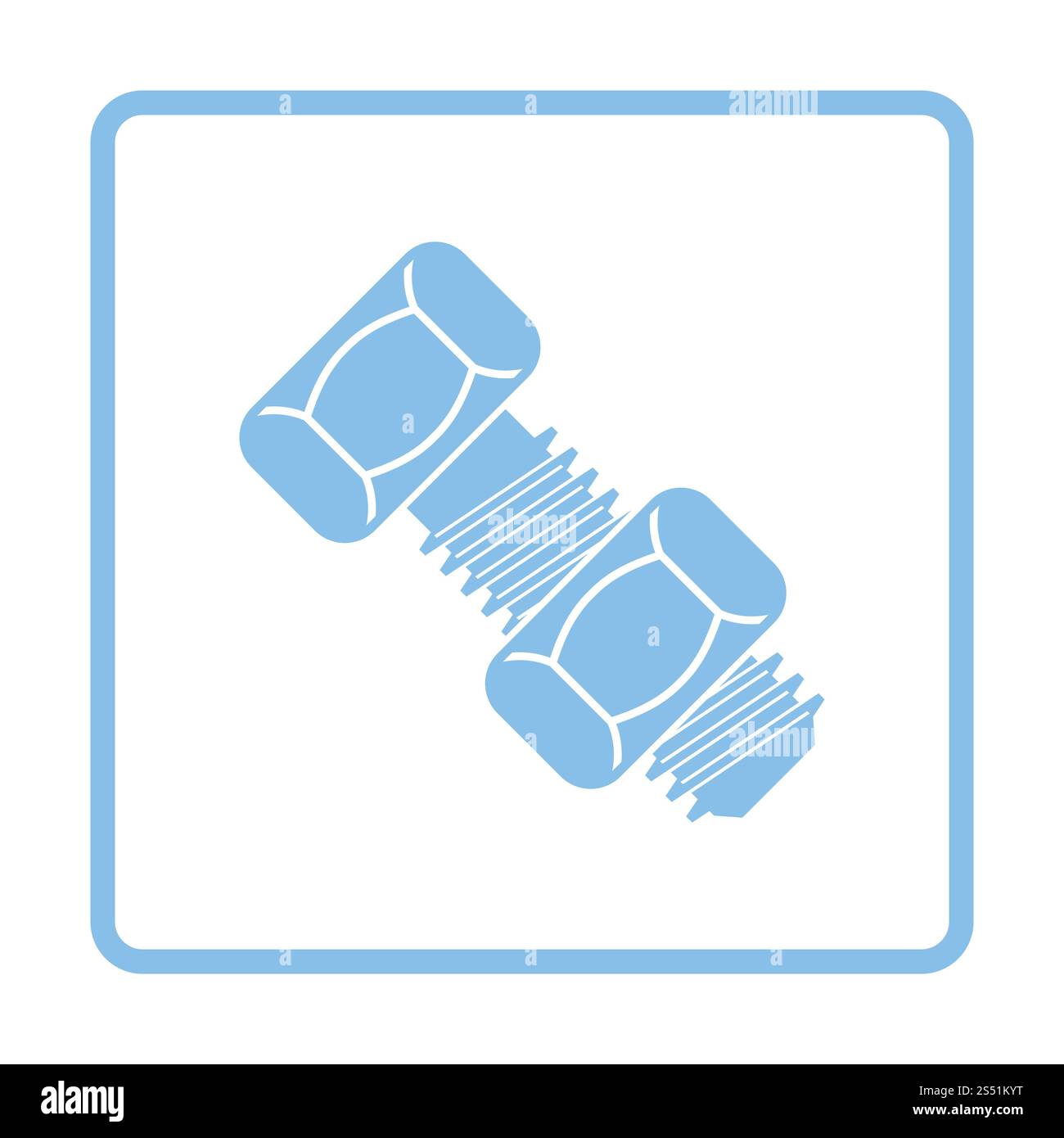 Icon of bolt and nut. Blue frame design. Vector illustration Stock ...