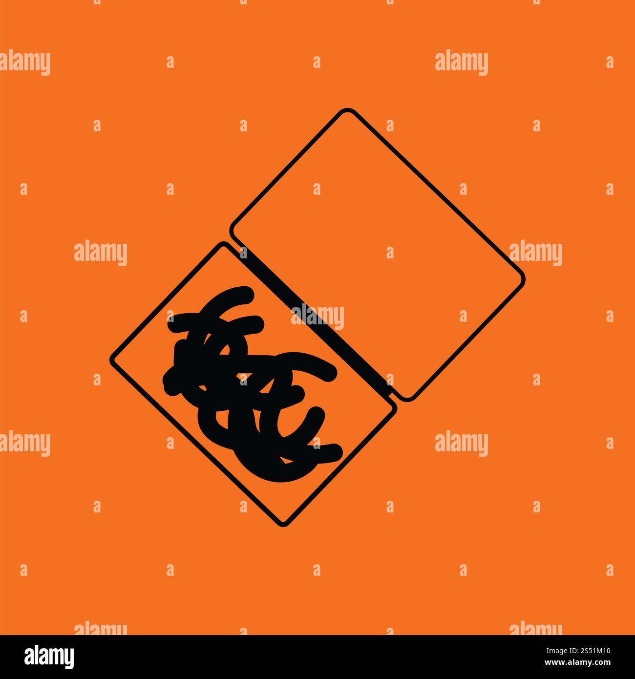 Icon of worm container. Orange background with black. Vector ...