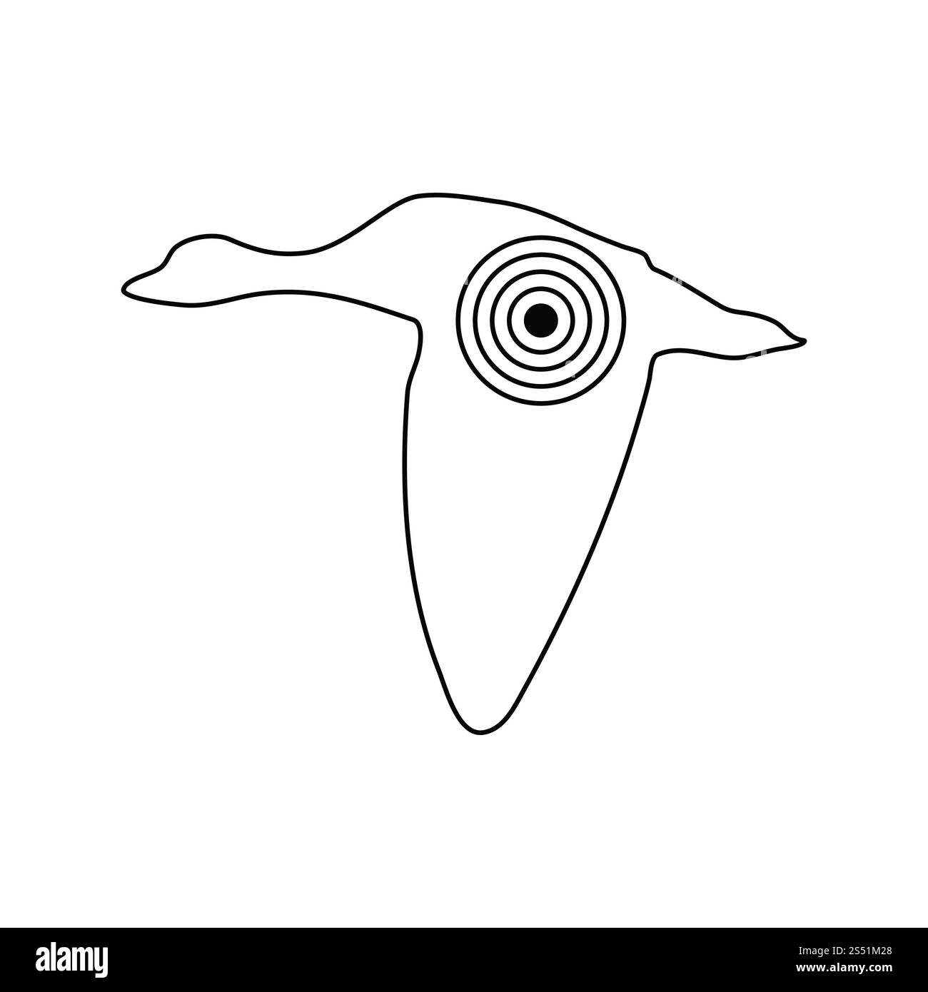 Icon of flying duck silhouette with target . Thin line design. Vector ...