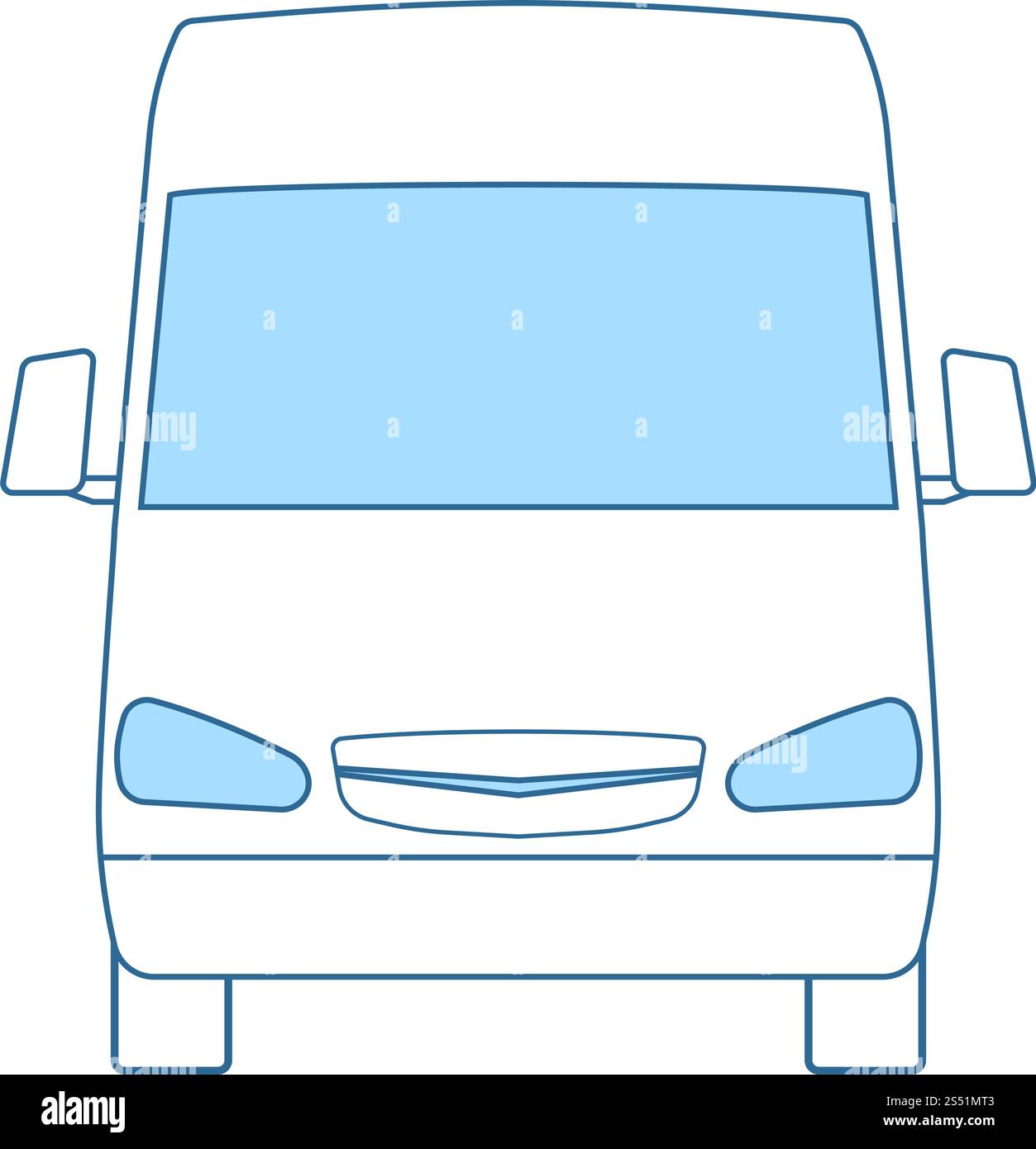 Van Icon. Thin Line With Blue Fill Design. Vector Illustration. Stock Vector