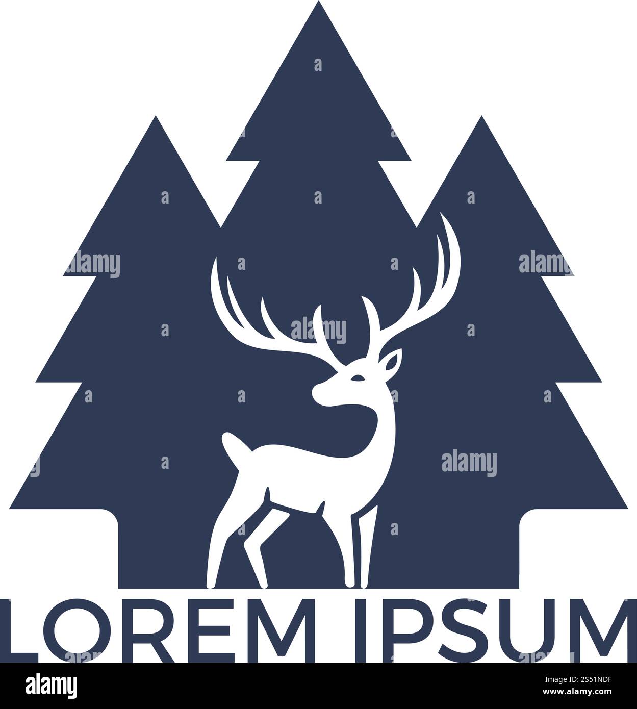 Deer with north wild pine tree silhouette logo icon designs. Vector ...