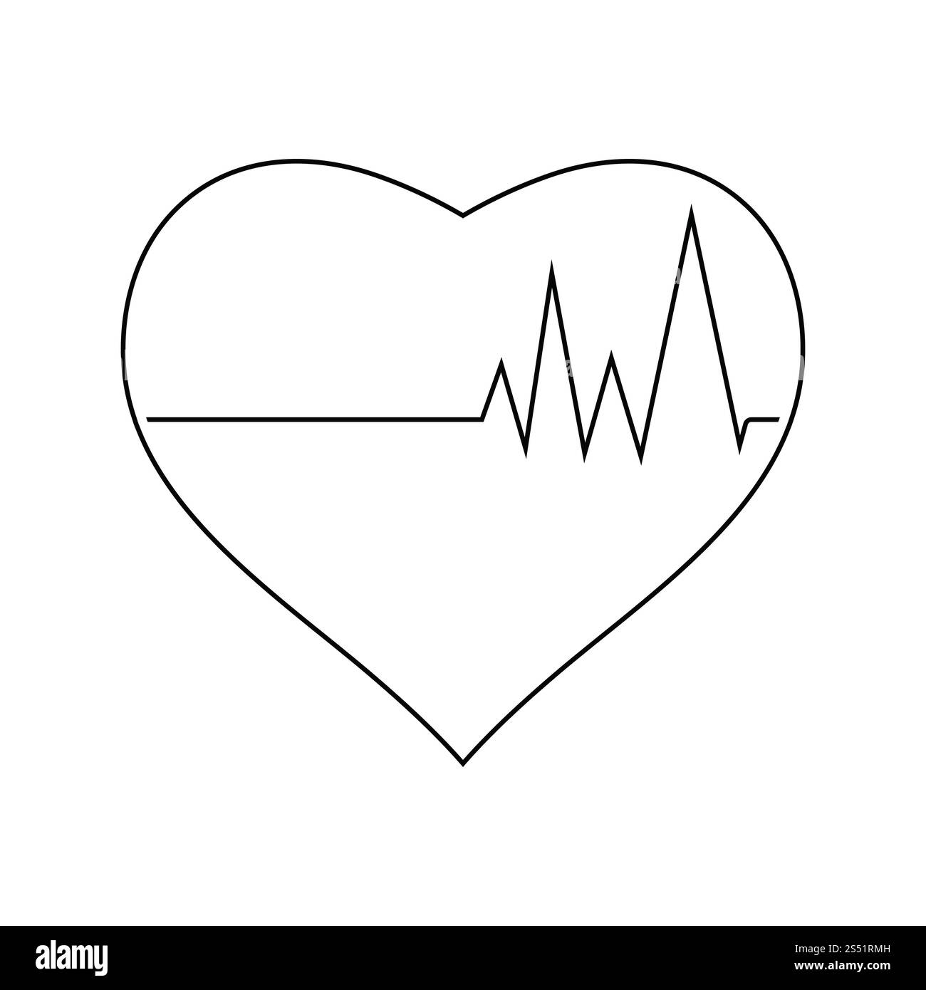Icon of Heart with cardio diagram. Thin line design. Vector illustration. Stock Photo