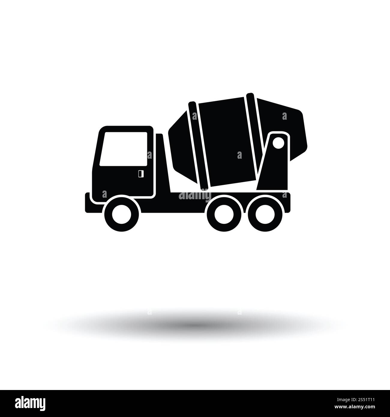 Icon of Concrete mixer truck . White background with shadow design. Vector illustration. Stock Photo