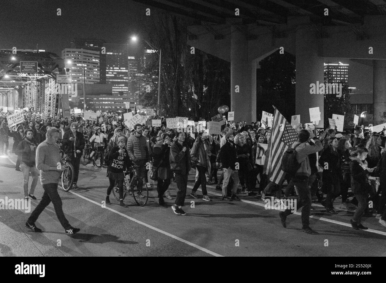 Donald Trump Election Protest in Portland Oregon 11/10/2016 Stock Photo